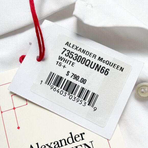 Alexander McQueen Men’s Long Sleeved Button Down Shirt White Size 15 NEW NWT - Picture 9 of 14